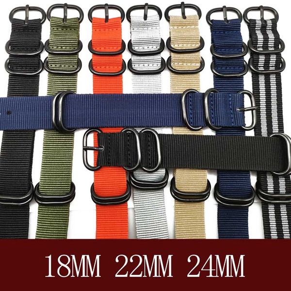 

heavy duty green nylon straps 20mm 22mm 24mm nylon watch band nato strap black zulu strap watch 5 ring buckle, Black;brown
