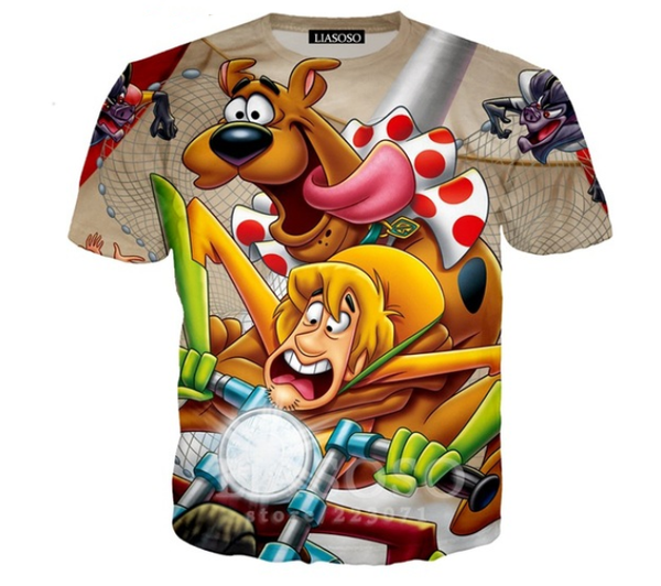 

2019 classic cartoon anime scooby doo fashion men women 3d printing t shirt fashion summer short sleeve hip hop style q949, White;black