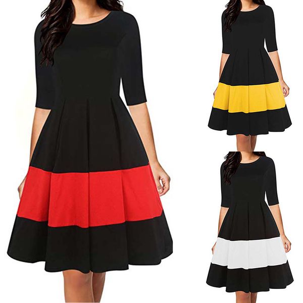 

summer bohemian dress 2019 women's round neck short sleeve patchwork dresses casual formal short dresse vestidos robe femme @4, Black;gray