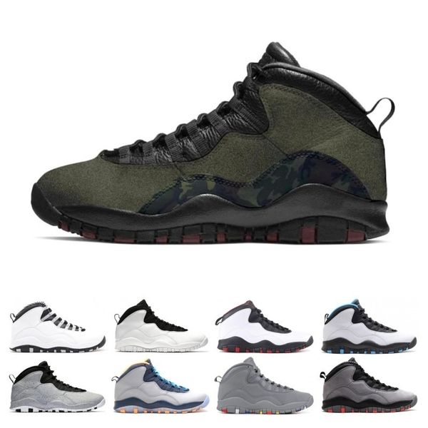 

new 10 10s mens basketball shoes classic back white black cool grey bobcats chicago steel grey men basketball shoes 10s sneakers size 41-47