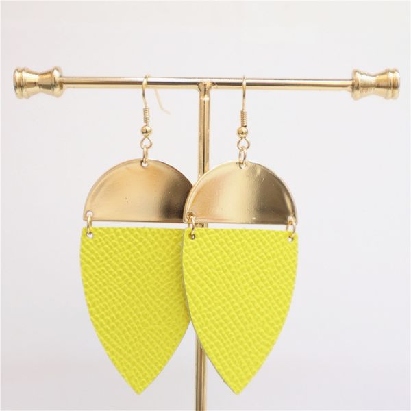 

творческие сращивания металла кожаные серьги для женщин высокое качество мода ювелирные изделия натуральная кожа заявление модные серьги пос, Silver