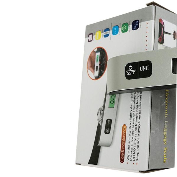 Mini bilancia digitale per bagagli con capacità di 50 kg Bilancia elettronica LCD portatile portatile Bilancia elettronica con gancio appeso Dispositivo di pesatura DBC