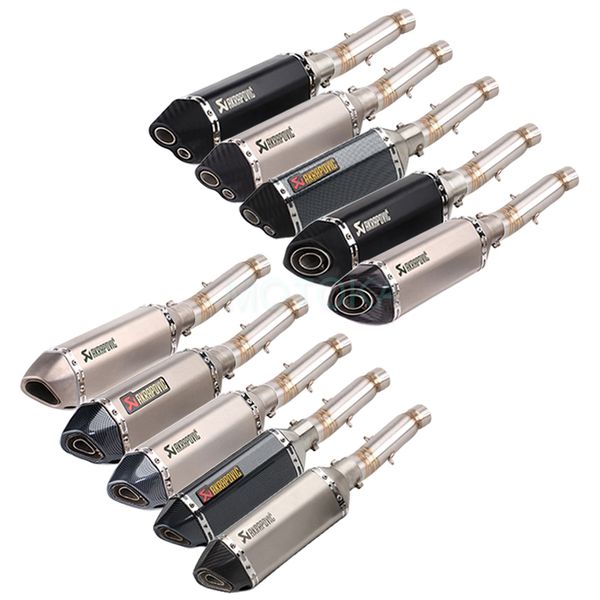 

motorcycle cbr500 cbr500r cb500x cb500f akrapovic exhaust pipe for middle link pipe system with universal 51mm mufflers