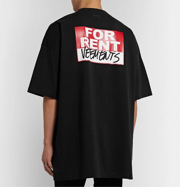 

20ss роскошные европа франция vetements и в аренду спине большой логотип футболка мода мужские дизайнерские футболки женщины одежда свободно, White;black