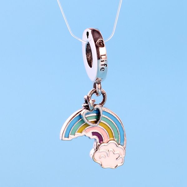 

sunshine rainbow charm pendant for pandora 925 sterling silver pendant ladies charm with original box holiday gift, Bronze;silver