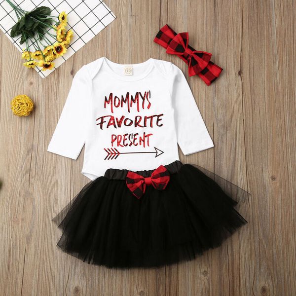 

3pcs newborn baby girls outfits clothes romper tutu dress jumpsuit bodysuit set, White