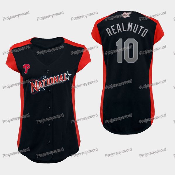 

Womens Philadelphia 10 J.T. Realmuto National League Phillies Jersey J.T. Realmuto 100% Stitched Custom Allstar Baseball Jerseys Navy