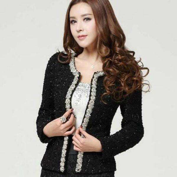 

chaquetas mujer 2019 plus size black white women jacket autumn long sleeve cardigan jacket women womens jackets and coats a624, Black;brown