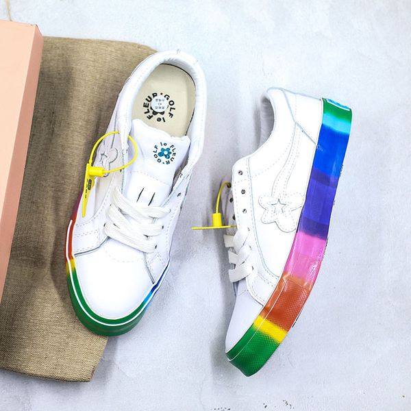 

создатель x one star ox golf le fleur ttc веселый хип-хоп низкий топ холст обувь белая радуга pu скейтборд обувь с коробкой