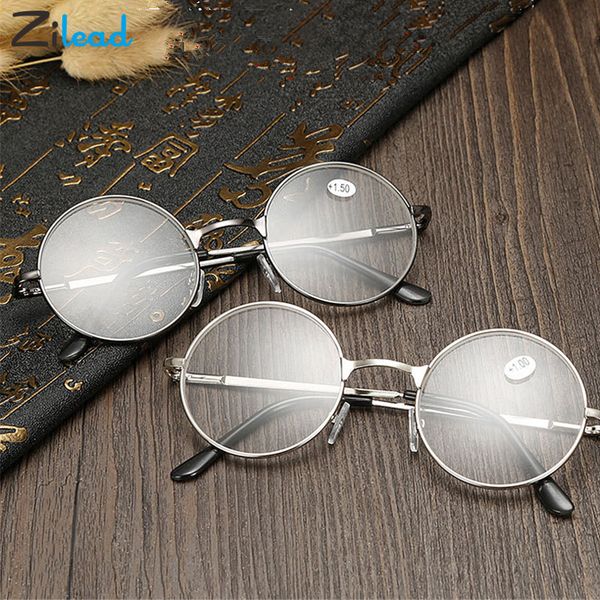 

zilead retro round reading women&men glasses metal presbyopic glasses myopic lens eyewear glasses+1.0+1.5+2.0+2.5 +3.0 +3.5 +4.0