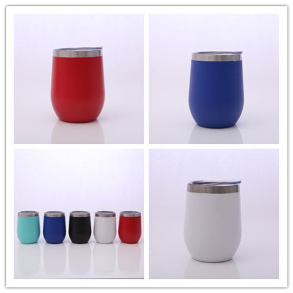 

12oz stemless tumbler яйцо tumbler из нержавеющей стали с двойными стенками вакуумная кружка для кофе изолированный портативный кофе с крышк