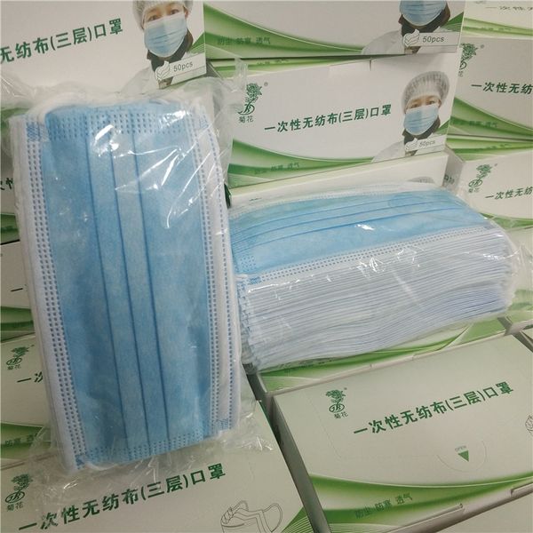 

2020 дешевые 50шт dhl одноразовые маски для лица 3-слойные противотуманные маски для рта мужчины и женщины доказательство спрей фильтрация п