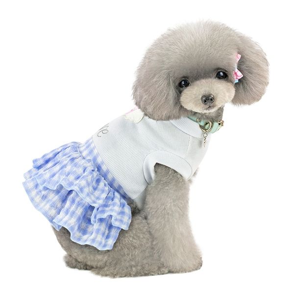 

cute pet сладкий щенок собаки одежда плед короткие принцесса юбка топ с love heart pattern собака платья ропа перро собак одежда