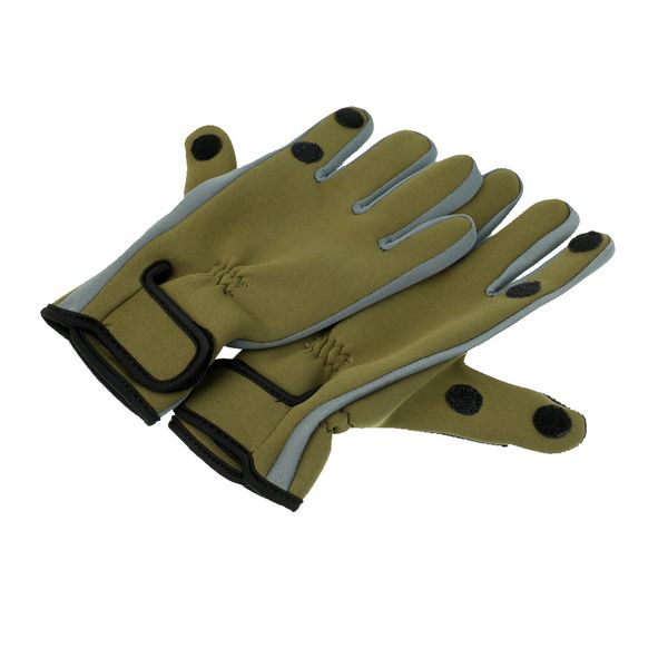 

water resistant neoprene professional fly fishing gloves anti slip rock fishing gloves army green, Black