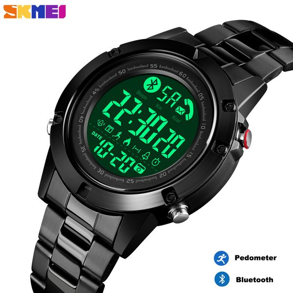 

skmei smart bluetooth men's watch pedometer calorie fitness clock digital heart rate sleep wristwatch monitor reloj inteligente, Slivery;brown
