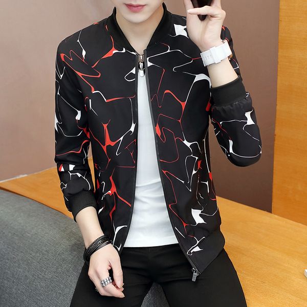 

12 colors men nice voguejacket men spring autumn trend handsome coat slim printing clothes, Black;brown