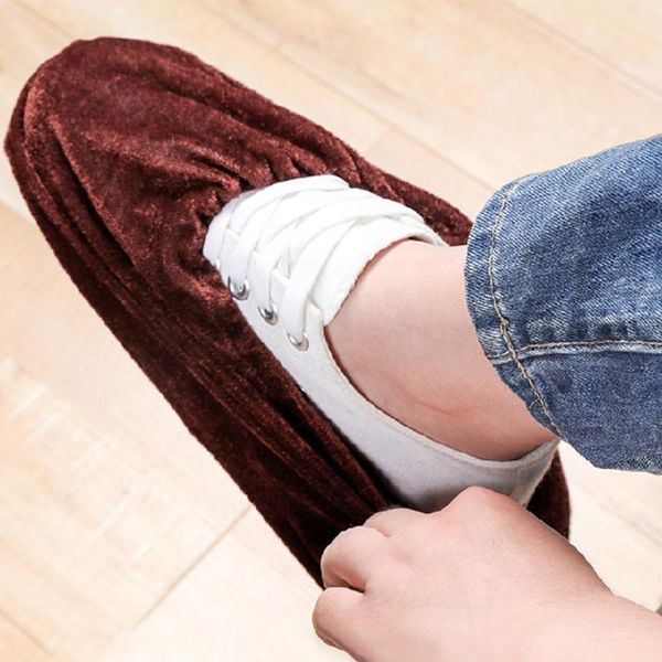 

children washable shoe cover non-slip household kitchen shoe cover elastic reusable dust-proof flannel portable overshoes