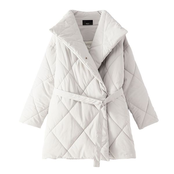 

winter fashion temperament solid color diamond warm ladies long cotton coat, Black
