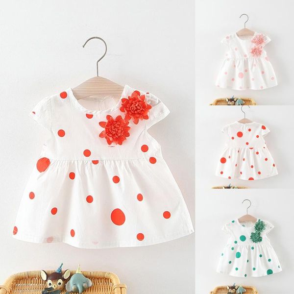 

summer baby girls dresses floral dot flowers sleeveless kids clothing cotton print floral lace infant girl dresses baby outfit, Red;yellow