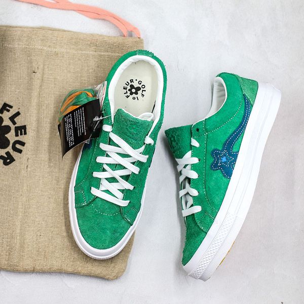 

conver x golf le fleur one star tyler leather surface casual shoes flowers sk8-hi fashion deisgner skateboard sneakers couple men women s01, Black