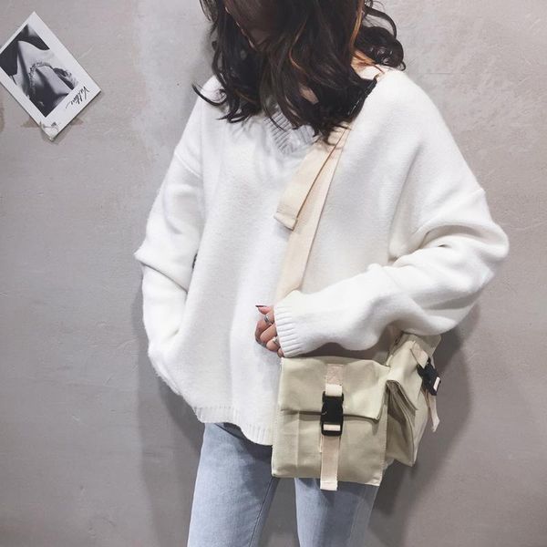 

fashionable canvas fanny chest bag detachable for men and women students purse convenient shoulder crossbody pack