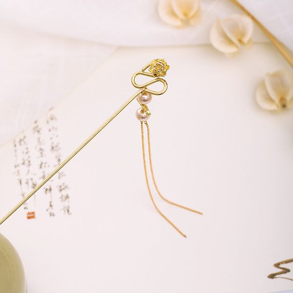 

simple vintage style hairpin gold color hair sticks women girls headwear headpeice chinese style hair accessories lb, Golden;white