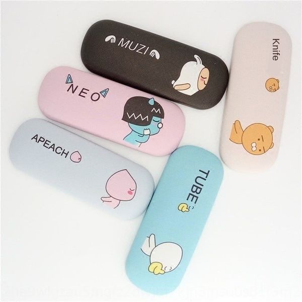 

personalized doll cartoon box male and female students glasses case glasses case hipster cute anti-pressure log, Blue