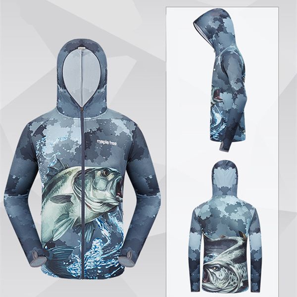 

2018 brands mens professional clothes fishing anti uv anti mosquit breathable quick-drying homme hooded fishing shirt 4xl m, Gray;blue