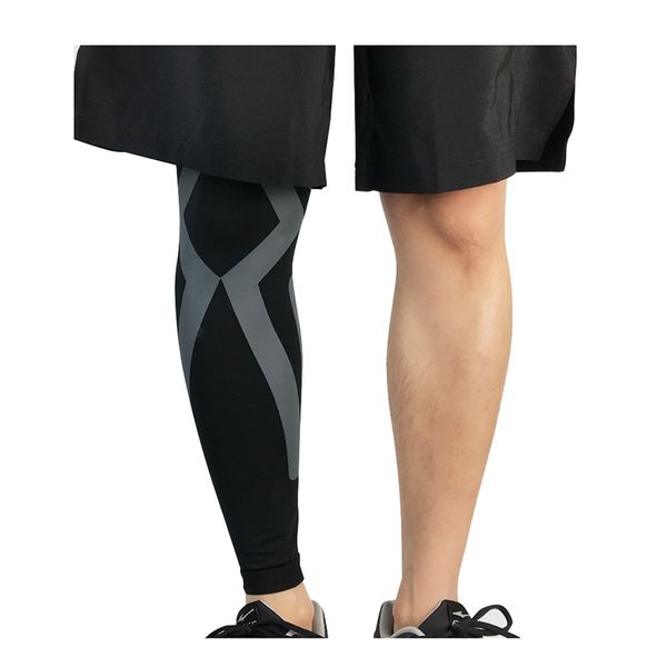 

унисекс бег баскетбол спорт сжатие колено ноги теленок поддержки stretch brace с длинным рукавом protector wrap (черный + серый xl) # 8 arm, Black
