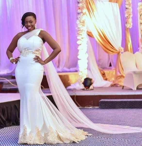 

африканские дубайские свадебные платья сексуальная одно плечо русалка свадебные платья формальная вечеринка длинное свадебное платье с золот, White
