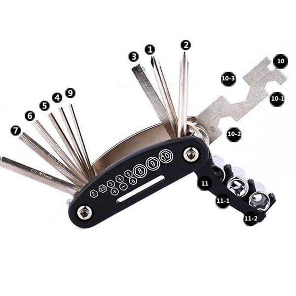 

16 in 1 multi function mountain bike bicycle repair wrench screwdriver nut tire repairing tools kit sets hex spoke allen key