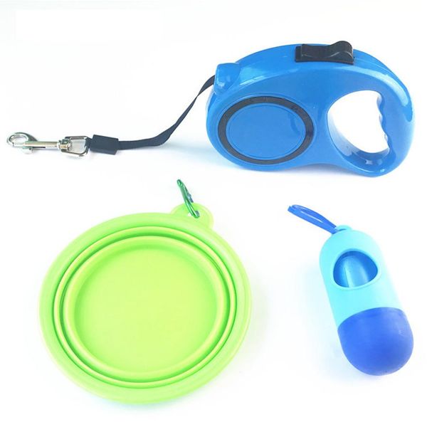 

tpfocus 3m suit retractable pet dog leash poop bag set durable strong leash medium large dogs automatic dog running lead rope