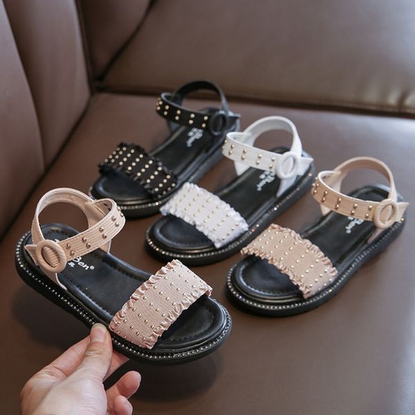 

mxhy new summer style fashion soft princess shoes shoe korean version girl non-slip kids beach sandal girls sandalssize26-39, Black;red