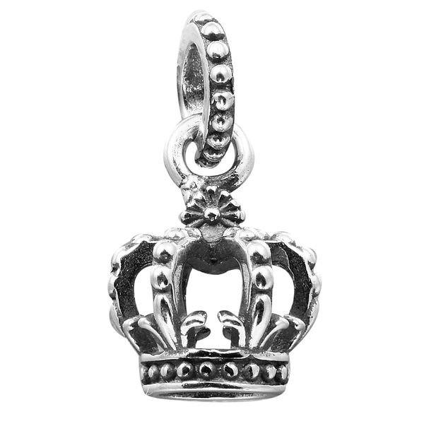 

благородный splendor мотаться корона 100% 925 стерлингового серебра шариков fit pandora charms браслет аутентичные ювелирные изделия diy мод, Black