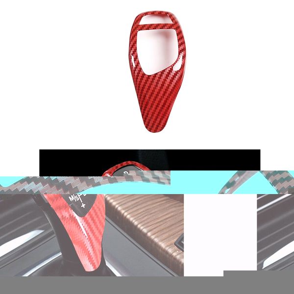 

car abs carbon fiber red gear shift knob cover trim for f10 f20 f22 f30 f32 x3 x4 x5 x6 series