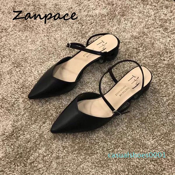 

2020 summer buckle women sandals pointed hollow thick with high heels women's shoes gladiator fashion 4cm round heels sandals c01, Black