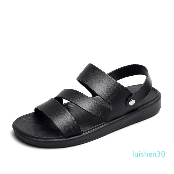 

summer sandals men leather classic roman sandals 2020 slipper outdoor sneaker beach rubber flip flops men water trekking l30, Black