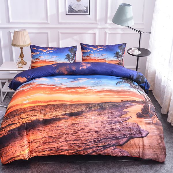 

boniu romantic beach island sunset bedding set for lover wedding decor 3d sunset bamboo printed duvet cover set with pillowcase