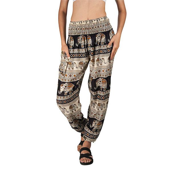 

new women linen pants 2019 fashion casual india style tapered elephant harem loose travel lounge pants #e23, Black;white