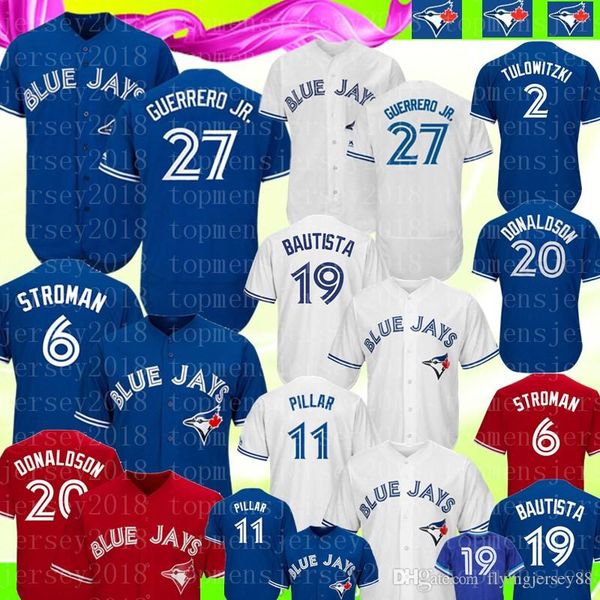 

Blue Jays 27 Vladimir Guerrero Jr. Jersey Toronto Blue Jay 11 Kevin Pillar 6 Marcus Stroman 19 Bautista Baseball Jerseys Cool Flex Base