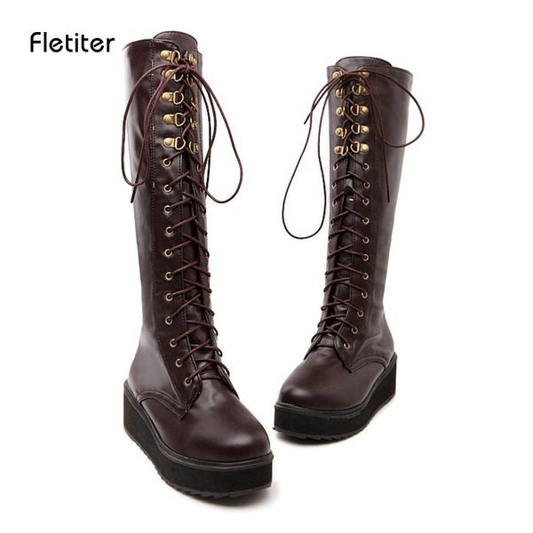 

brand women snow boots warm winter autumn mid-calf shoes female platform thick heels ladies shoe fashion zip plus size de, Black