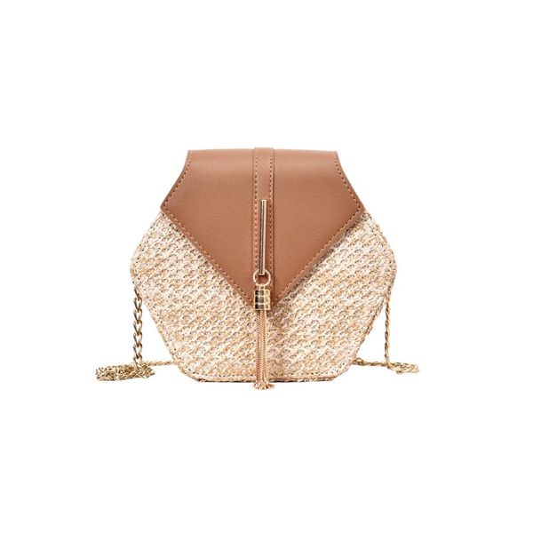 

hexagon mulit style straw leather handbag women summer rattan bag handmade woven beach circle bohemia shoulder bag new fashion