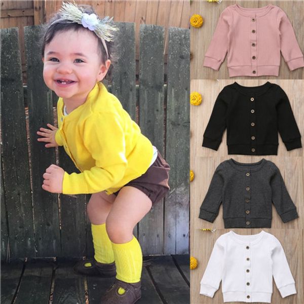 

children clothing newborn infant kids autumn baby girls buttons knitted sweater cardigan coat solid color girl clothes, Blue;gray