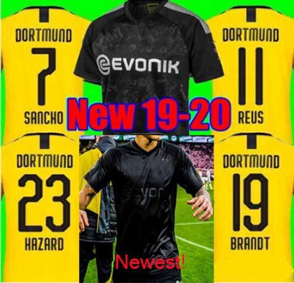 

maillots football 2020 reus borussia dortmund 100th anniversary blackout kit soccer jerseys witsel goalkeeper camiseta weidenfeller shirt, Black;yellow