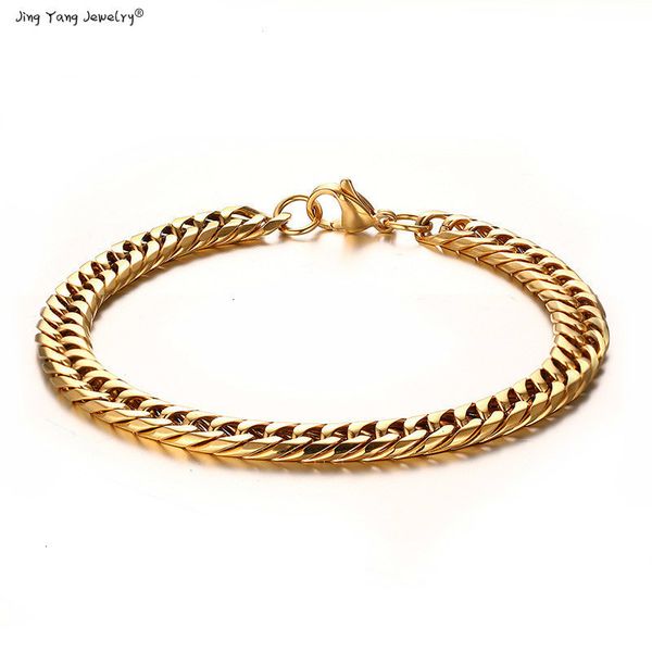 

jingyang 2019 rvs gold fashion men bracelet gifts male cuban switching chains on hand chains personalized gentlemen bracelets, Black