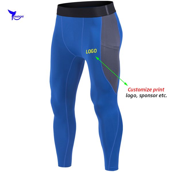 

2020 summer quick dry elastic running pants men breathable mesh compression leggings stretch gym fitness sports tights customize, Black;blue