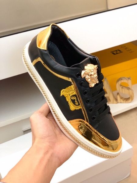 

new style luxury high-end men's casual sports shoes fashion design brand platform men's shoes vintage medusa pattern size: 38-44 j, Black