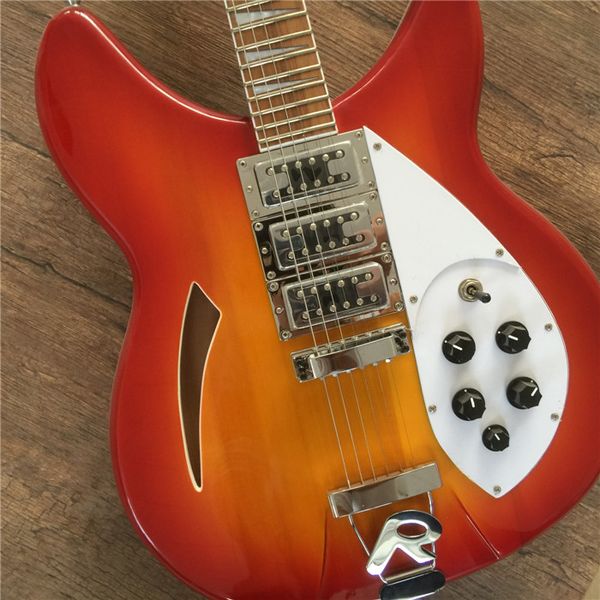 

metal red color jazz semi hollow guitarra rickenback 330 version guitar
