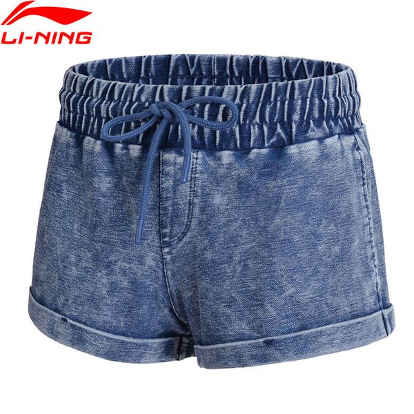 

break code) women denim shorts fitness loose fit 56% cotton 38% polyester lining li ning sport shorts akln118 wkd578, White;black