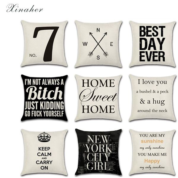 

english alphabet linen pillow case cushion cover throw pillow car home pillowcase